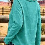 Everyday Relaxed Fit Frayed Edge Long Sleeve Top