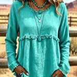 Casual Loose Tassel Long Sleeve Top