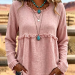 Casual Loose Tassel Long Sleeve Top