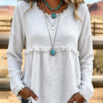 Casual Loose Tassel Long Sleeve Top