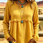Casual Loose Tassel Long Sleeve Top