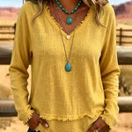 Everyday Relaxed Fit Frayed Edge Long Sleeve Top