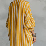 Ruffle Stand Collar Striped Babydoll Top