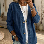 Lightweight Washed Cotton Faux Denim Jacket