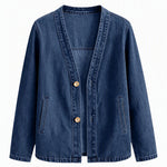 Lightweight Washed Cotton Faux Denim Jacket