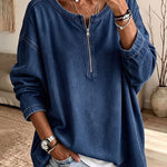 Casual 100% Cotton Denim Style Long Sleeve Blouse