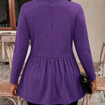 Chic Long Sleeve A-Line Crossover Ruched Peplum Top