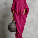Casual Loose Boatneck Batwing Sleeve Maxi Dress With Pockets