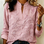 Elegant Casual Floral Print Notch Neck Blouse