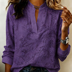 Elegant Casual Floral Print Notch Neck Blouse