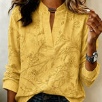 Elegant Casual Floral Print Notch Neck Blouse