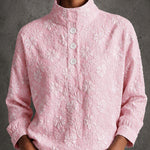 Grace Floral Embroidered Stand Collar Blouse