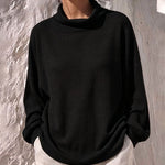 Cozy Oversized Waffle Knit Cowl Neck Top