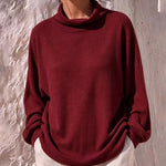Cozy Oversized Waffle Knit Cowl Neck Top
