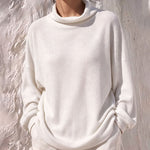 Cozy Oversized Waffle Knit Cowl Neck Top