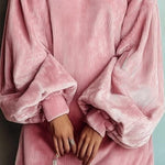 Mock Neck Lantern Sleeve Corduroy Sweatshirt Dress