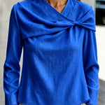 Elegant Twist-Front Raw Edge Blouse