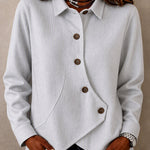Modern Asymmetric Placket Waffle Shirt