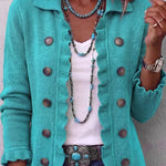 Casual Ruffle Trim Knit Cardigan