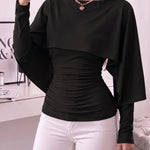 Women's Ruched Cape Sleeve Top