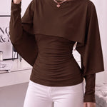 Women's Ruched Cape Sleeve Top