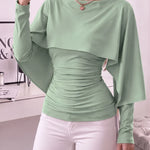 Women's Ruched Cape Sleeve Top