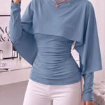 Women's Ruched Cape Sleeve Top