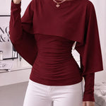 Women's Ruched Cape Sleeve Top