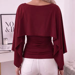 Women's Ruched Cape Sleeve Top