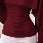 Women's Ruched Cape Sleeve Top