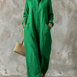 Comfy Loose Fit Straight Cut Long Sleeve Jumpsuit