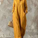 Comfy Loose Fit Straight Cut Long Sleeve Jumpsuit
