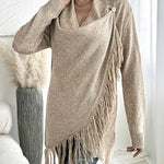 Women's Fringe Asymmetrical Knit Cardigan