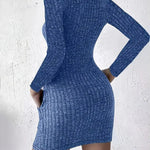Women's Ribbed Half-Zip Knit Mini Dress