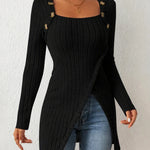 Women's Square Neck Asymmetrical Knit Top