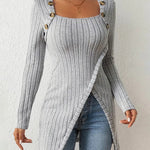 Women's Square Neck Asymmetrical Knit Top
