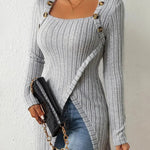 Women's Square Neck Asymmetrical Knit Top