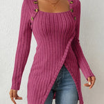 Women's Square Neck Asymmetrical Knit Top