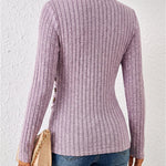 Chic Deep V-neck Crossover Long Sleeve Pit Stripe Blouse