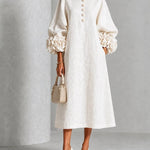 Floral Cuff Button Front Lantern Sleeve Maxi Dress