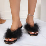 Diva Feather Heeled Mules