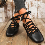Women's Square Toe Lace-Up Flats