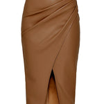 Overlayed Vegan Leather Skirt
