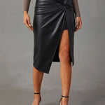 Modena Curve Leather Skirt