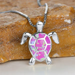 Necklace with Turtle Pendant in Green Opal