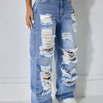 Women's Distressed Wide Leg Jeans