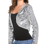 Sequin Shrug Glitter Bolero Jackets with Sparkly Blazer Long Sleeve Cropped Cardigan - Zeagoo (Us Only)