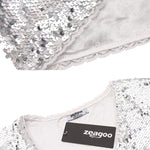 Sequin Shrug Glitter Bolero Jackets with Sparkly Blazer Long Sleeve Cropped Cardigan - Zeagoo (Us Only)