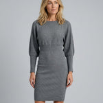 Charlotte Fielding | Balloon Sleeve Knit Midi Dress For Women
