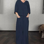Women's Layered Top & Wide Leg Trouser Set